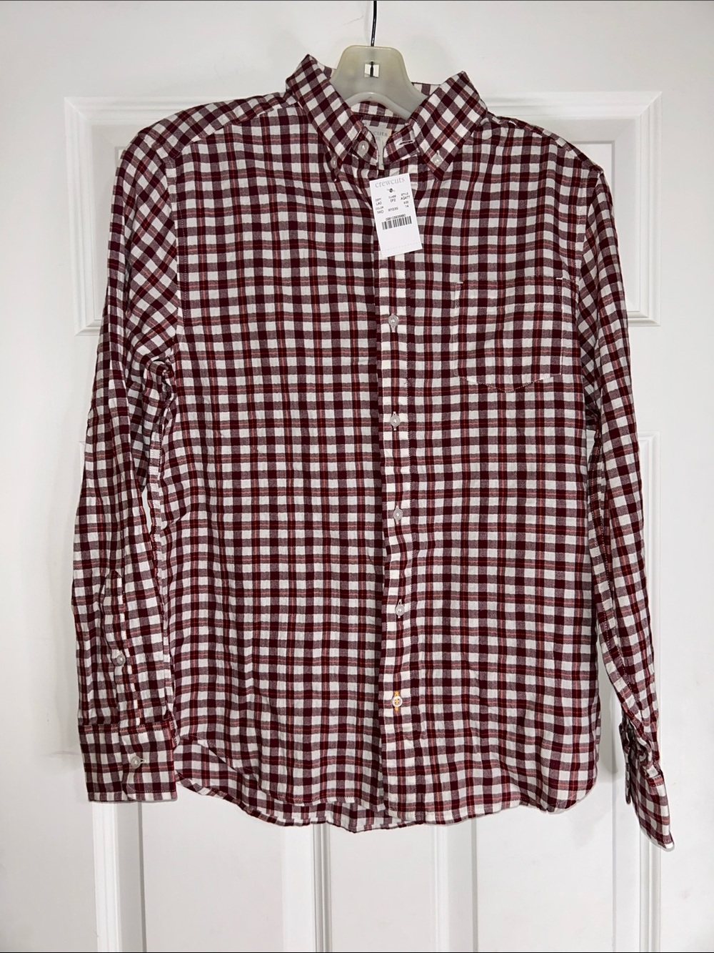 Crewcuts Burgundy and White Check Button-Down Shirt